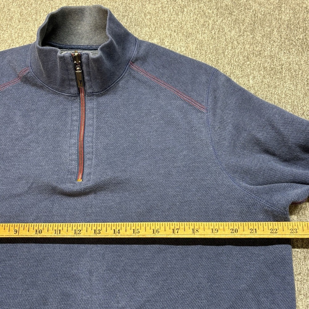 Tommy Bahama Reversible Sweater Mens XL 1/4 Zip Pullover Blue Cotton Knit Preppy - Picture 5 of 12